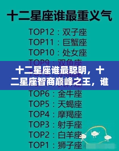 揭秘十二星座智商巅峰之王,谁荣登最聪明星座榜首?