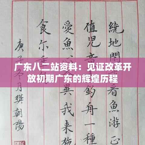 广东八二站资料：见证改革开放初期广东的辉煌历程